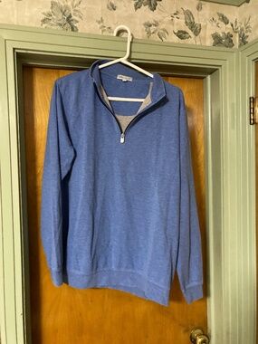 Peter Millar Light Blue Quarter Zip 1/4 Zip Pullover Cotton Blend Size Large